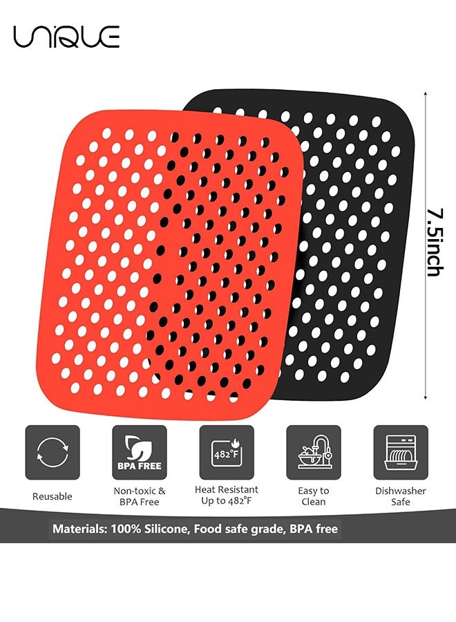 Unique 2 Pcs Air Fryer Silicone Liners, Reusable Air Fryer Liners, Easy Clean Air Fryer Accessories, Non Stick Square 7.5" Airfryer Accessory Parchment Replacement, Kitchen Silicone Liners  - Image 2