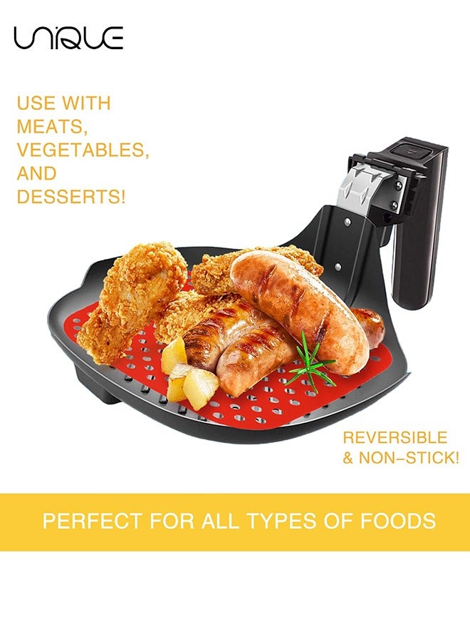 Unique 2 Pcs Air Fryer Silicone Liners, Reusable Air Fryer Liners, Easy Clean Air Fryer Accessories, Non Stick Square 7.5" Airfryer Accessory Parchment Replacement, Kitchen Silicone Liners  - Image 3