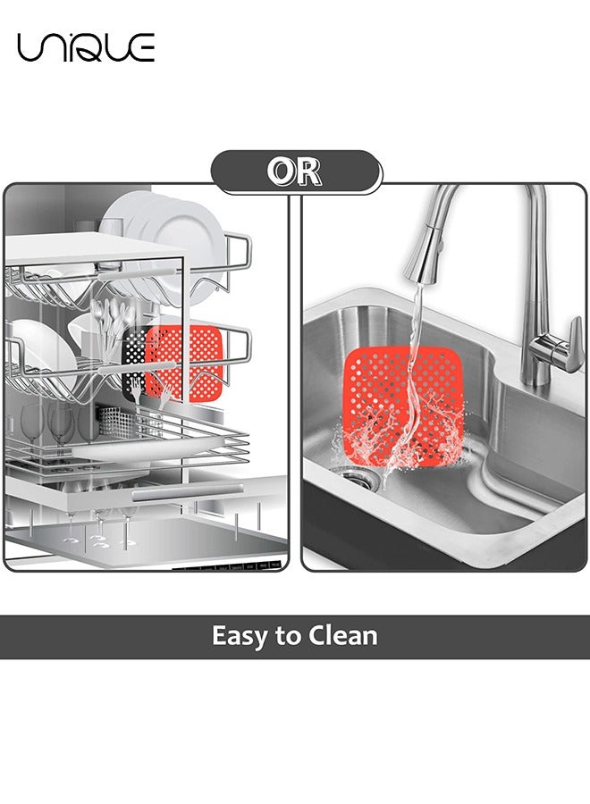 Unique 2 Pcs Air Fryer Silicone Liners, Reusable Air Fryer Liners, Easy Clean Air Fryer Accessories, Non Stick Square 7.5" Airfryer Accessory Parchment Replacement, Kitchen Silicone Liners  - Image 4