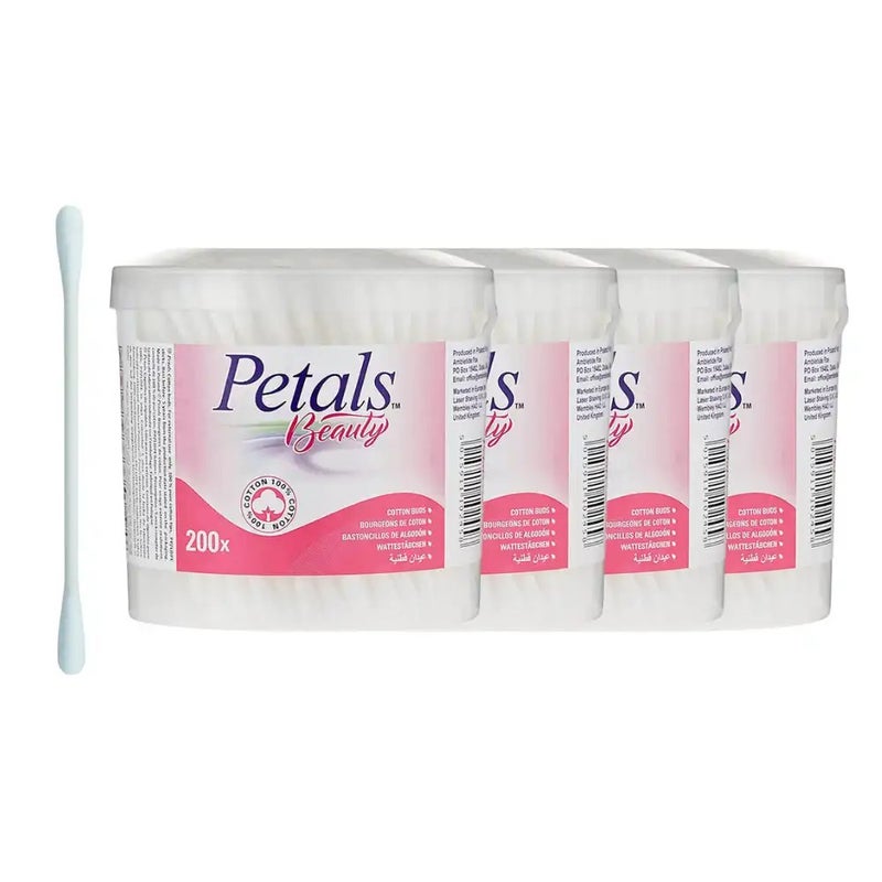 Petals Beauty 100 Percent Cotton Buds- 4 X 200pcs
