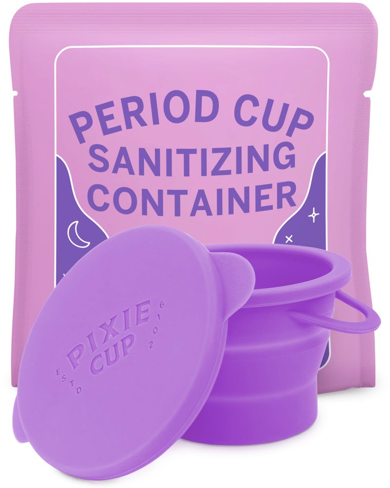 Pixie Cup Pixie Menstrual Cup Compact Sterilizer for Feminine Care - Good for Public Restrooms, Camping or Dorms - Collapsible Cleaner Container for Your Menstrual Disc & Period Cup - Microwavable - Reusable - Image 1