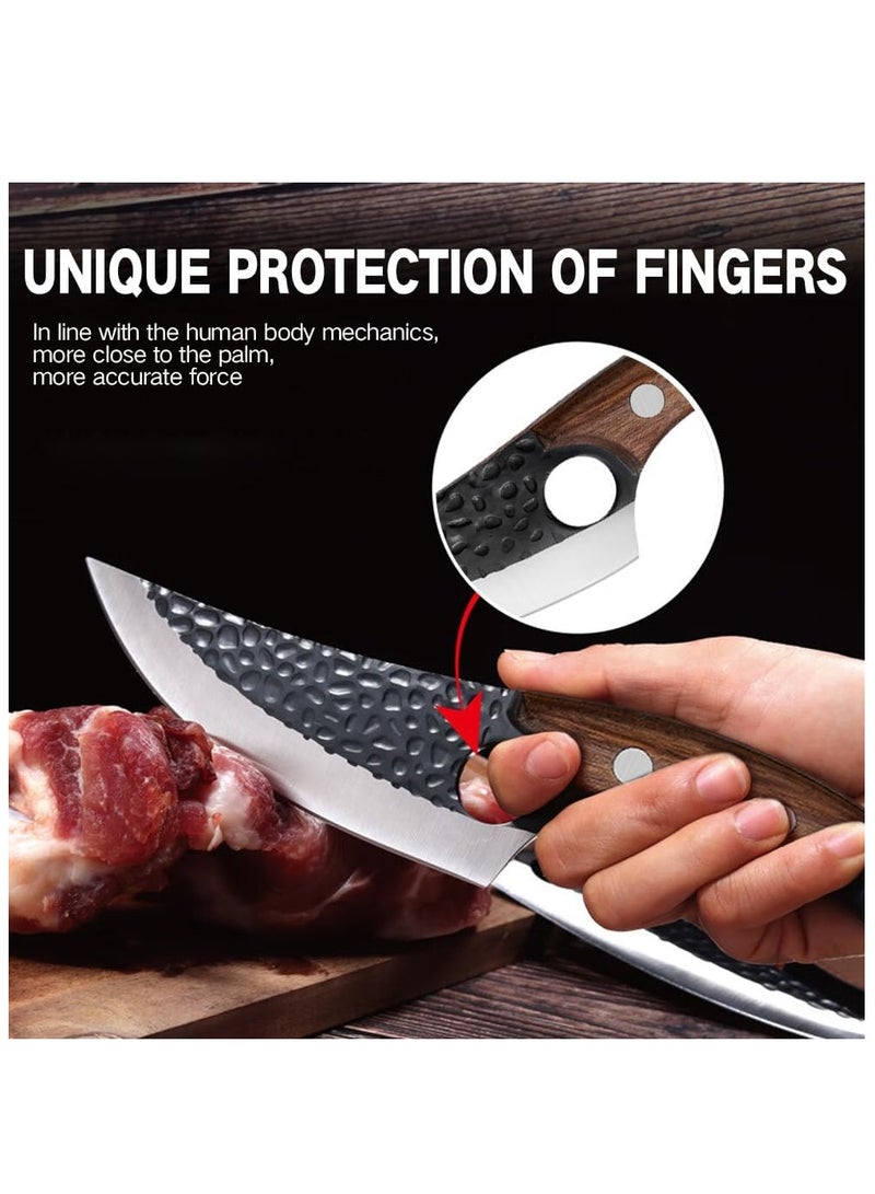 Chef Knife, Boning Knife with Sheath, Stainless Steel Kitchen Knife for Meat Cutting, Hand Forged Meat Cleaver Knife for Kitchen - Image 5
