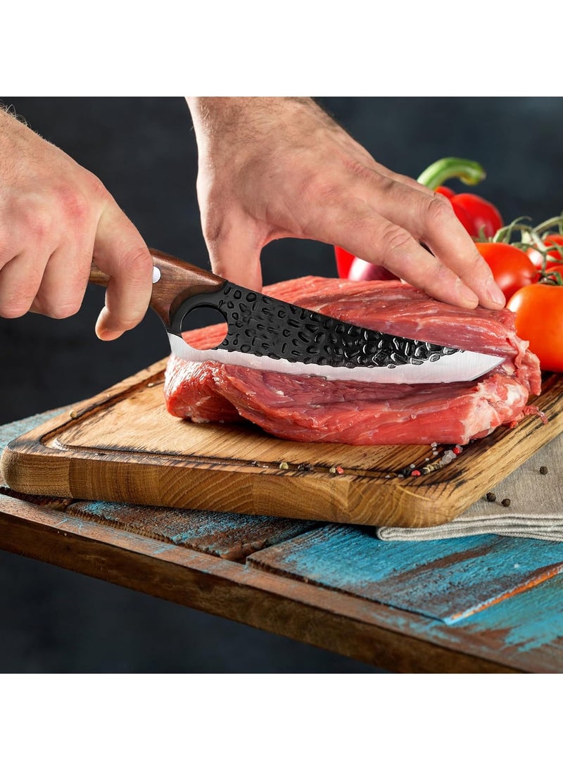 Chef Knife, Boning Knife with Sheath, Stainless Steel Kitchen Knife for Meat Cutting, Hand Forged Meat Cleaver Knife for Kitchen - Image 2
