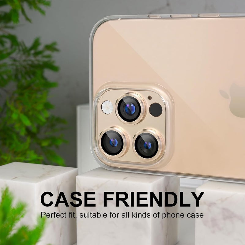 Choiche Compatible for iPhone 16 Pro/iPhone 16 Pro Max Camera Lens Protector, Bling Camera Cover with 9H Tempered Glass Lens Screen Protector Metal Ring Decoration Accessories (Titanium Desert) - Image 4