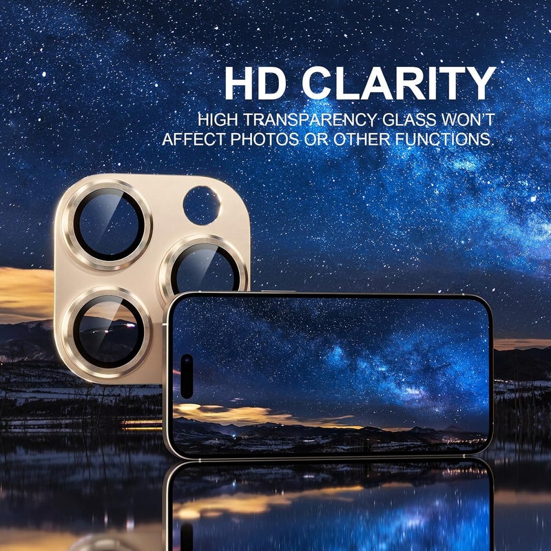 Choiche Compatible for iPhone 16 Pro/iPhone 16 Pro Max Camera Lens Protector, Bling Camera Cover with 9H Tempered Glass Lens Screen Protector Metal Ring Decoration Accessories (Titanium Desert) - Image 5