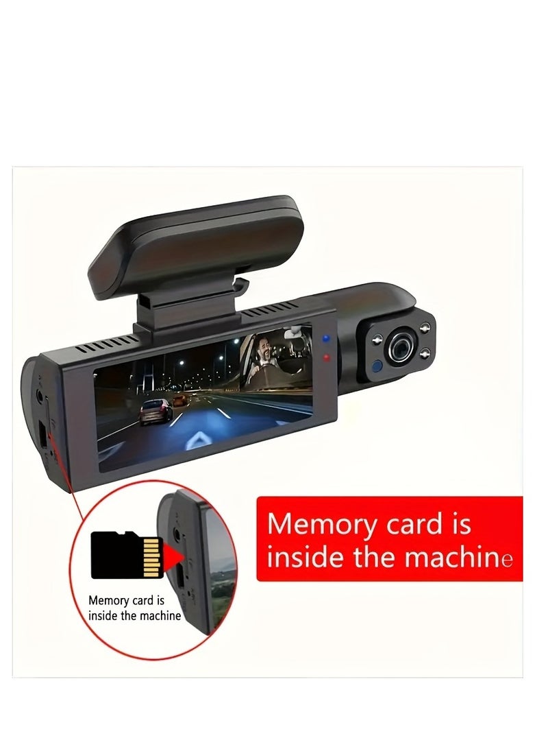 1080P Front and Inside Dual Camera Dash Cam with IR Night Vision, Loop Recording, 3.16 Inch IPS Screen - Wide Angle Car DVR Video Cam. - Image 2