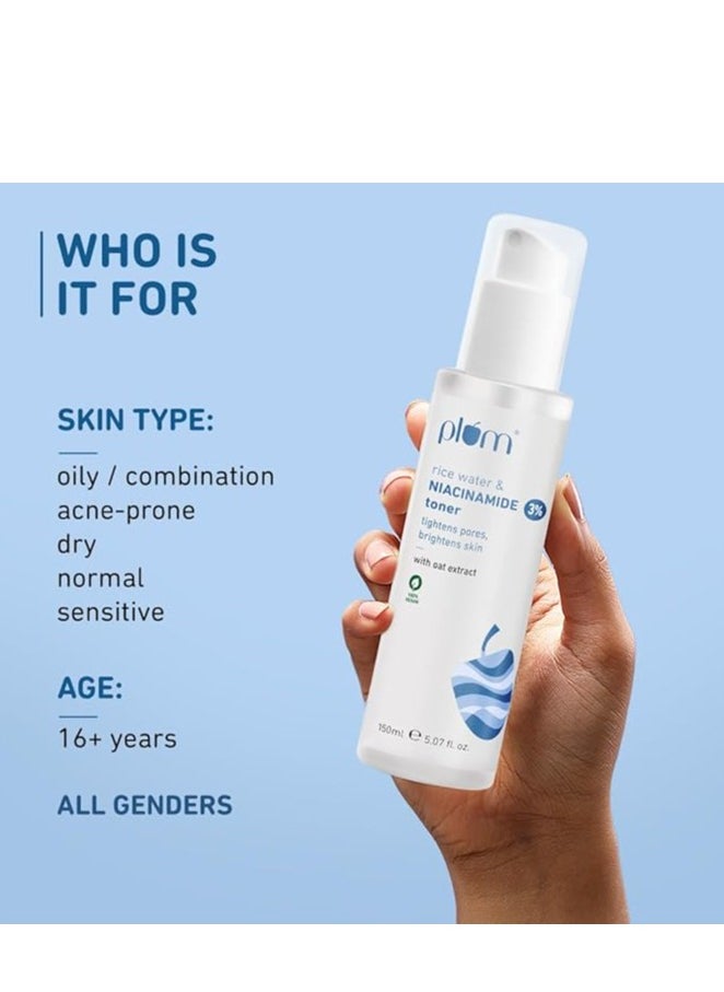 Plum - Plum 3% Niacinamide Toner with Rice Water Vitamin B3 100% Vegan 150 ml - Image 1