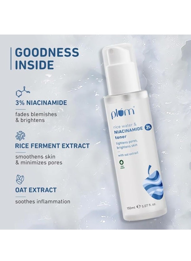 Plum - Plum 3% Niacinamide Toner with Rice Water Vitamin B3 100% Vegan 150 ml - Image 1