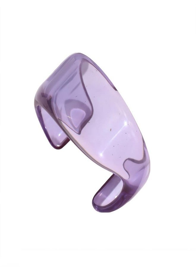 Pingyongchang Acrylic Cuff Bangle Bracelets for Women Chunky Bracelets for Women Colorful Wide Irregular Resin Wristbands Retro Wide Geometric Plastic Bracelet Best Christmas Gifts-L Purple - Image 1