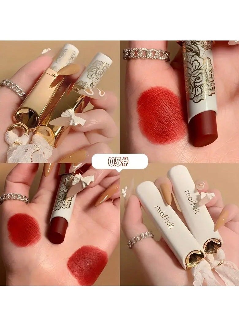 MAFFICK Lace Matte Lipstick - Velvet Finish, Long-Lasting, Non-Stick Cup, Versatile for All Skin Types, Red Shades #05 - Image 1