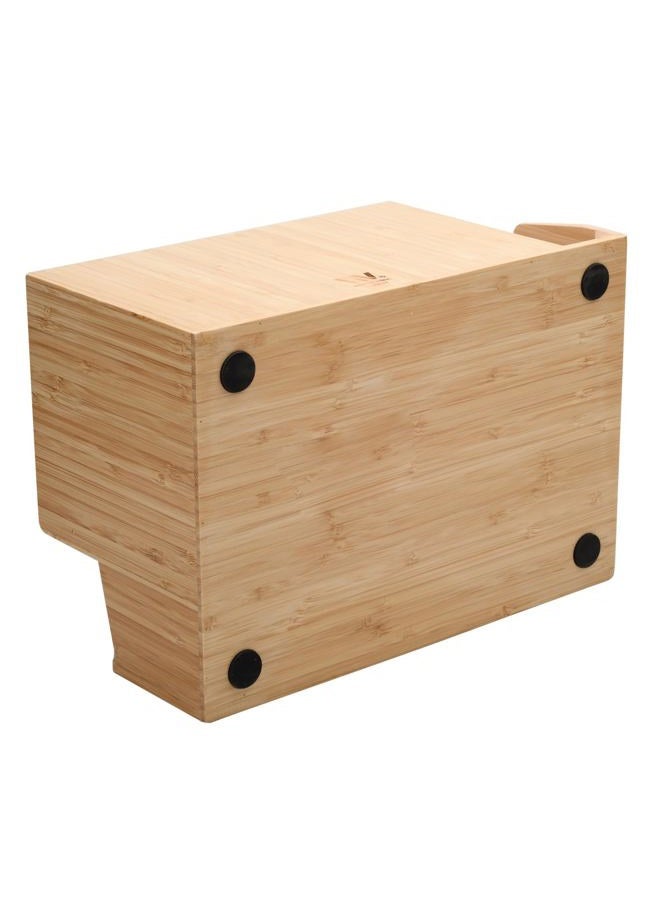 MobileVision Bamboo Tissue Box Holder & Tablet Stand Organizer for Bedroom, Bedside Organizer & Desktop; compartments hold iPad Phones Remote Controls Reading Glasses Notepads & Pens - Image 3