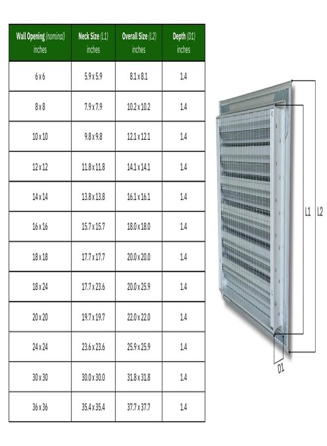 Byson Weather Fixed Louvre Extractor Fan Ventilation Grille Aluminium with Bird Mesh and White Finish (20 x 20 inches) - Image 5