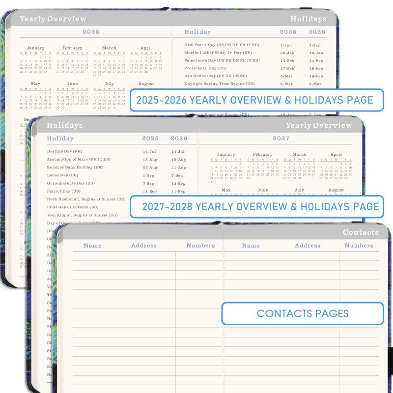 BooQool 2025-2028 Pocket Planner/Calendar - 3 Year Monthly Planner 2025-2028 from Jul. 2025 - Jun. 2028(36 Months), 3.8" x 6.3", Pen Holder, Inner Pocket and 61 Notes Pages - Image 5