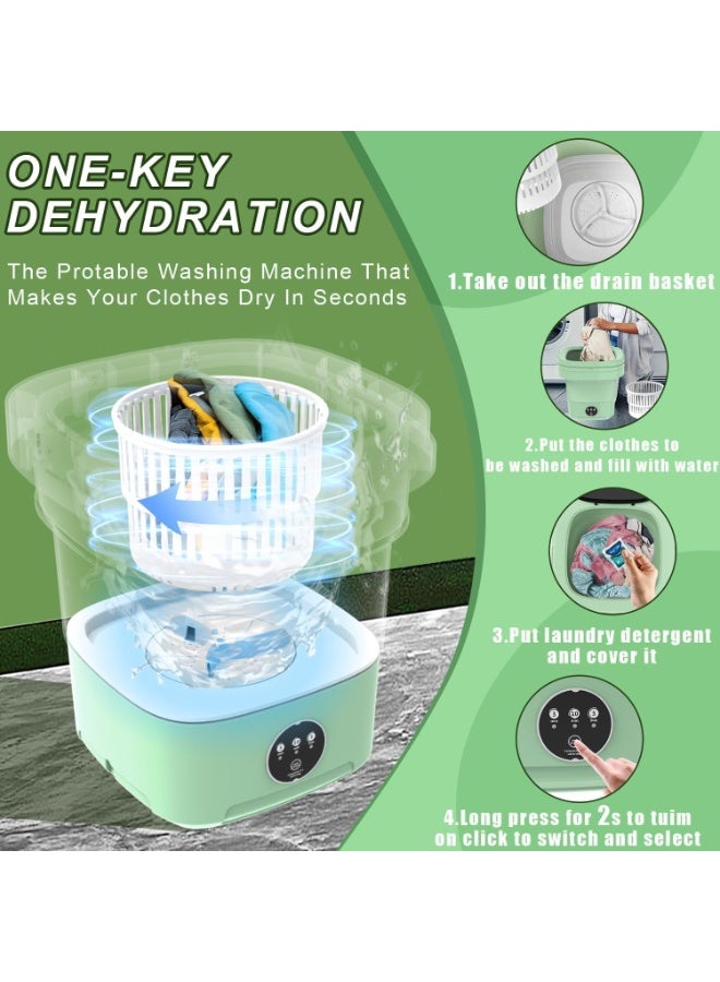 أجريون ​​غسالة محمولة 11 لتر غسالة صغيرة قابلة للطي مع 3 أوضاع تنظيف عميق للملابس الداخلية، ملابس الأطفال، غسالة قابلة للطي للشقق، سكن جامعي، تخييم، مركبة ترفيهية، غسيل سفر (أخضر، 11 لتر) - Image 4