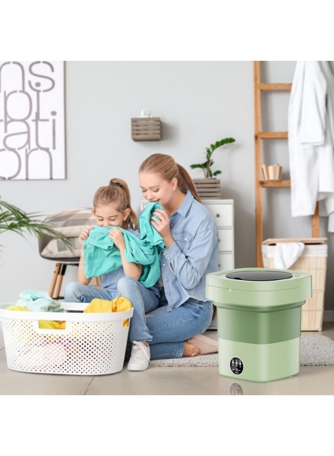 أجريون ​​غسالة محمولة 11 لتر غسالة صغيرة قابلة للطي مع 3 أوضاع تنظيف عميق للملابس الداخلية، ملابس الأطفال، غسالة قابلة للطي للشقق، سكن جامعي، تخييم، مركبة ترفيهية، غسيل سفر (أخضر، 11 لتر) - Image 3