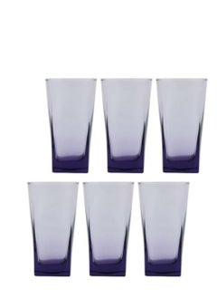 Pasabahce Large Juice and Water Colored Cups Set of 6 - Carre Long Drink- 305ml -Purple Color -Turkey Origin