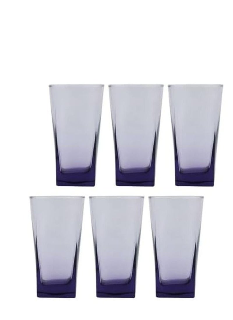 Pasabache - Pasabahce Large Juice and Water Colored Cups Set of 6 - Carre Long Drink- 305ml -Purple Color -Turkey Origin - Image 1
