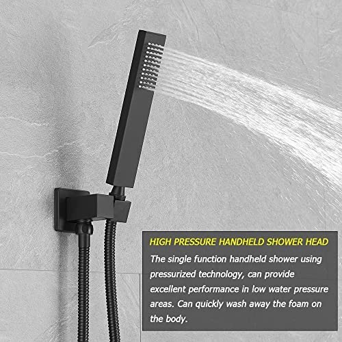 Heable Shower System Matte Black Bathroom 10 Inch Rain Shower Head Ceiling Mount with Handheld Luxury High Pressure Shower Combo Set Shower Faucet Rough-in Valve Body and Trim Included - Image 4