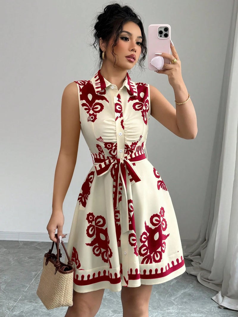 فستان صيفي مطبوع بقصة ضيقة - Image 3