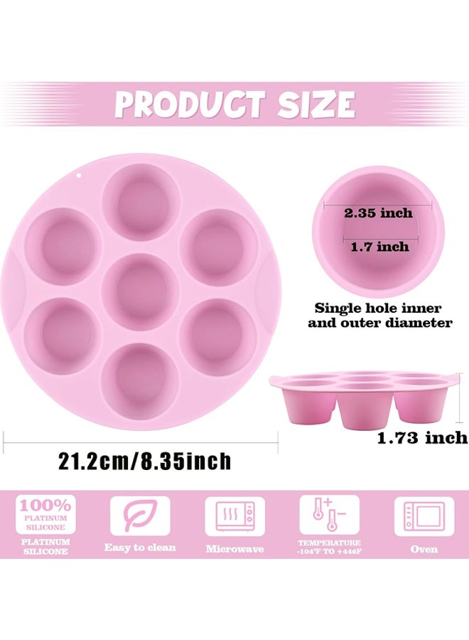 2 حزمة قوالب عضة البيض السيليكون للهواء المقلي ، غير اللاصق 7 أكواب الهواء المقلي الماكين الوعاء للخبز عضة البيض ، الماكينات الصغيرة ، العطيرة ، الكعكة الصغيرة والكيش - Image 2