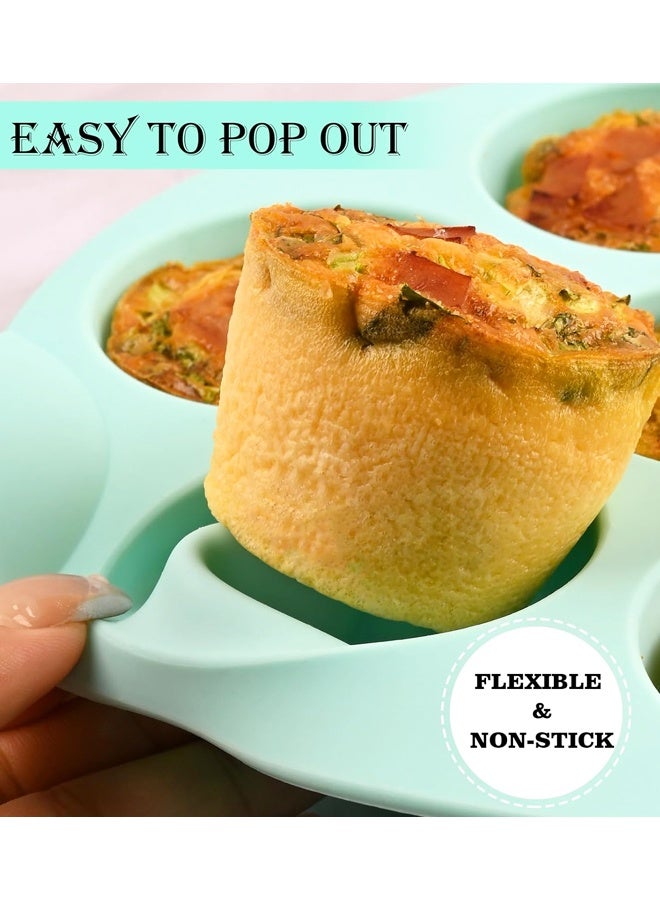 2 حزمة قوالب عضة البيض السيليكون للهواء المقلي ، غير اللاصق 7 أكواب الهواء المقلي الماكين الوعاء للخبز عضة البيض ، الماكينات الصغيرة ، العطيرة ، الكعكة الصغيرة والكيش - Image 4