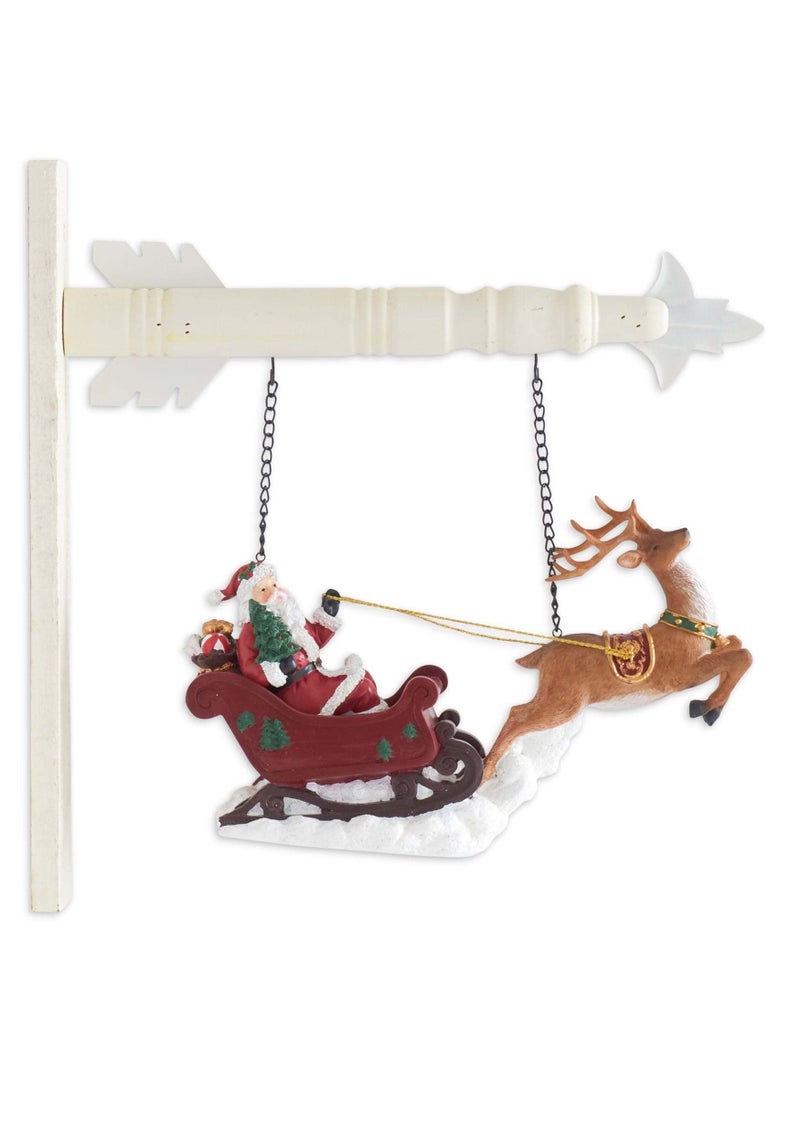 K&K Interiors KK Interiors 53088AAR Resin Santa Riding Sleigh wDeer Arrow Replacement 875 Tall x 1325 Wide MultiColor 