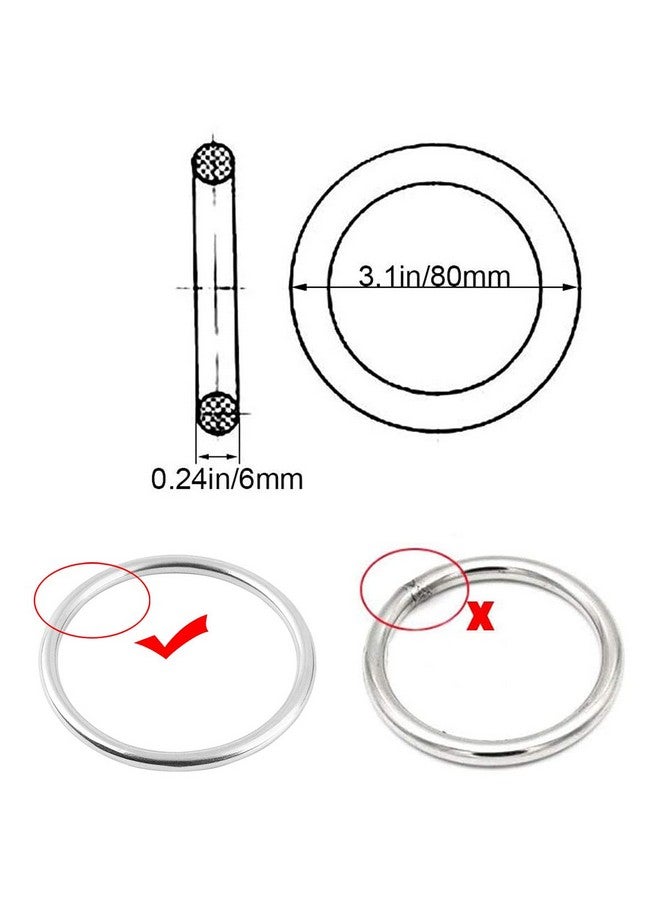 Abimars 3" Seamless Metal O Ring 4 Pack 304 Stainless Steel Rings Load 440Lbs Solid Heavy Duty Multi Purpose Metal O Ring For Macrame Dog Leashes - Image 2