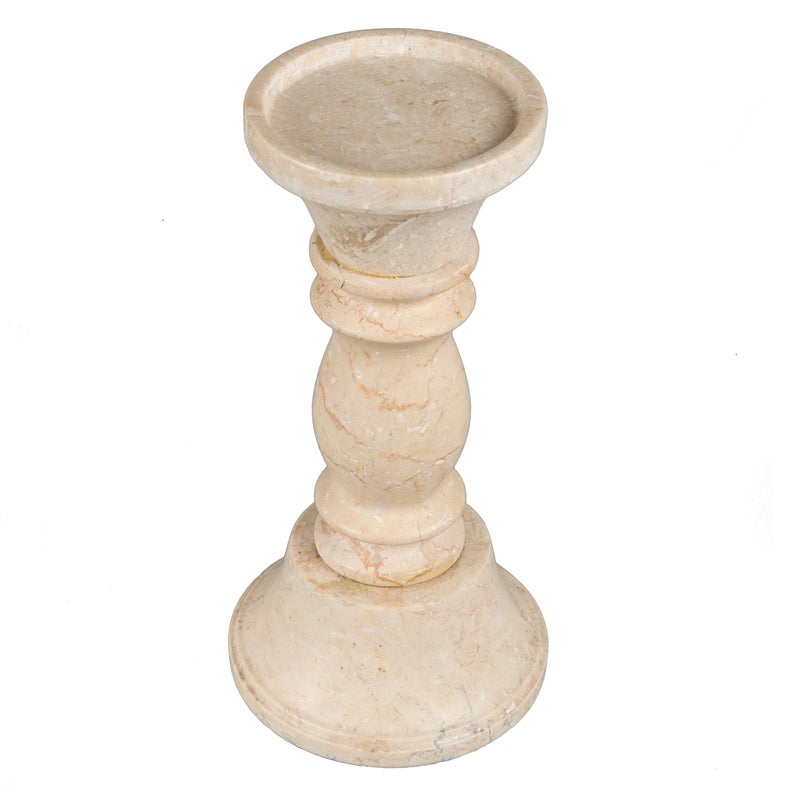 Creative Home 74682 Natural Champagne Marble 11 Height Pillar Candle Holder 434 Diam x H Beige