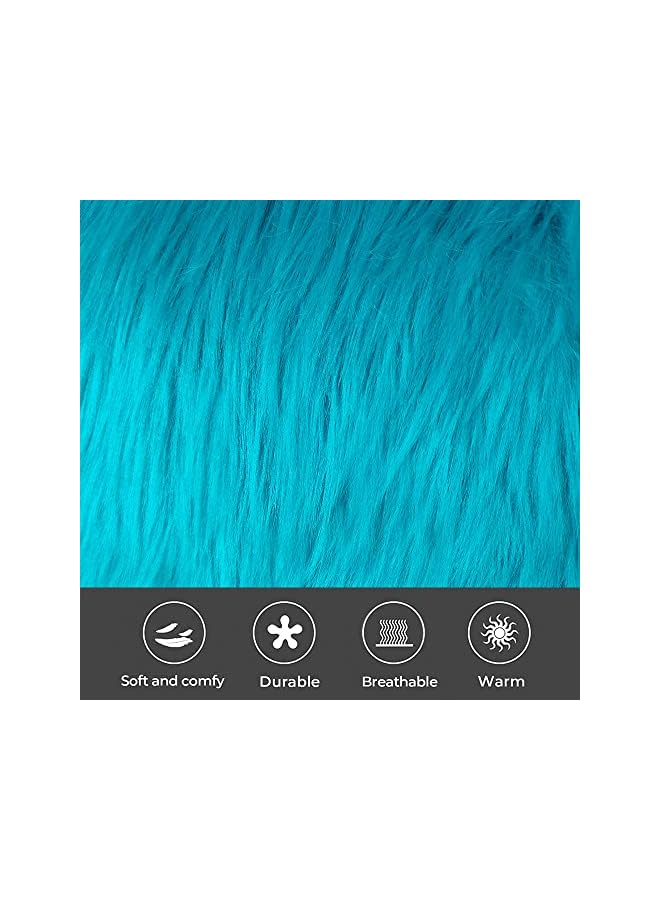 IAF Fur Throw Pillow Covers 18x18 Inch Luxury Long Fur Mongolian Fluffy Soft Cushion Cover Plush Square Floor Pillow Case for Couch Bedroom Sofa Chair 45x45CM (Dark Blue) - Image 3