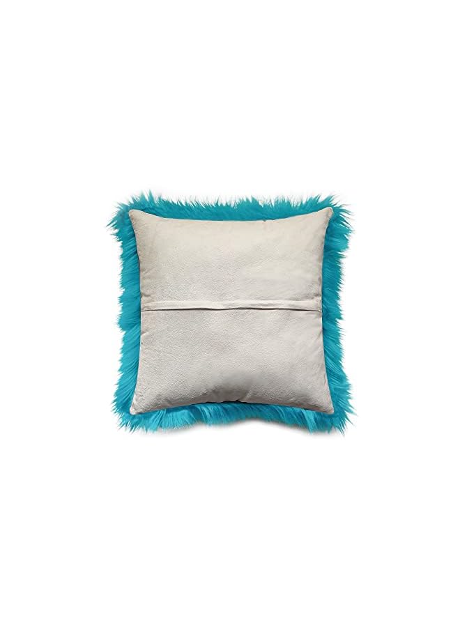 IAF Fur Throw Pillow Covers 18x18 Inch Luxury Long Fur Mongolian Fluffy Soft Cushion Cover Plush Square Floor Pillow Case for Couch Bedroom Sofa Chair 45x45CM (Dark Blue) - Image 2