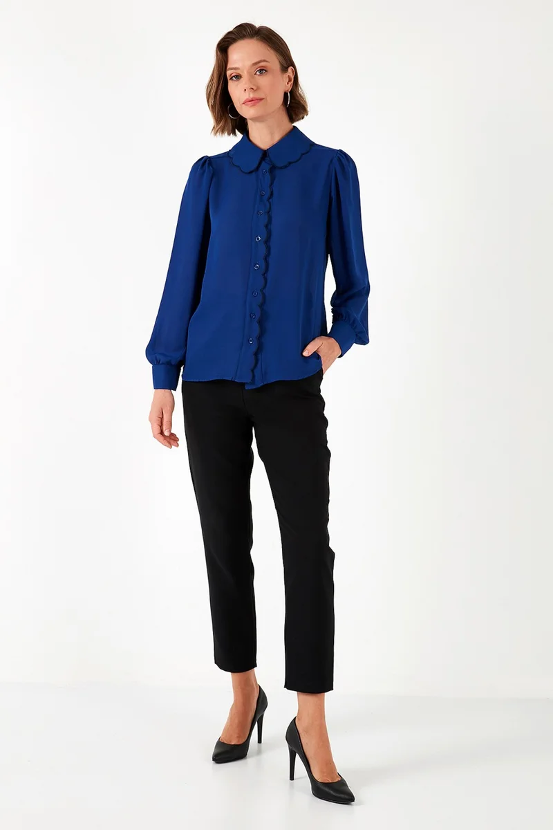 ليلا Collar Detailed Regular Fit Chiffon Shirt Women's Shirt 61114410