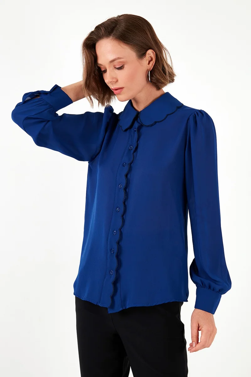 ليلا Collar Detailed Regular Fit Chiffon Shirt Women's Shirt 61114410