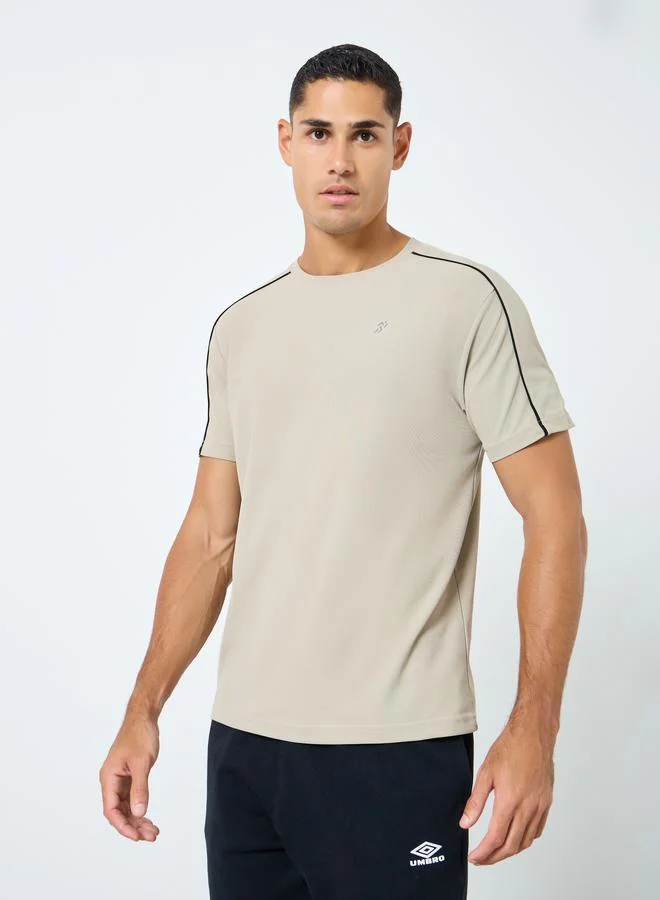 Styli Men Grey Training T-Shirt with Black Shoulder Detail