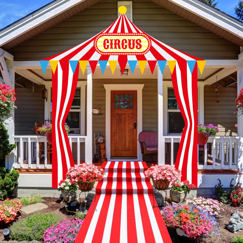 Fanfanwin 4 Pcs Carnival Circus Tent Decorations Carnival Entryway Door Party Decor Awning Hanging Banner Aisle Runners Supply for Circus Theme Birthday CelebrationStylish - Image 2