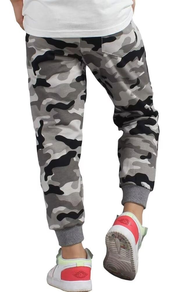 BINPAW Boys Cotton Camo Printed Drawstring Jogger Sweatpants with Pockets, Camo Grey, 11T-12T(11-12 Years)=Tag 160 - Image 5