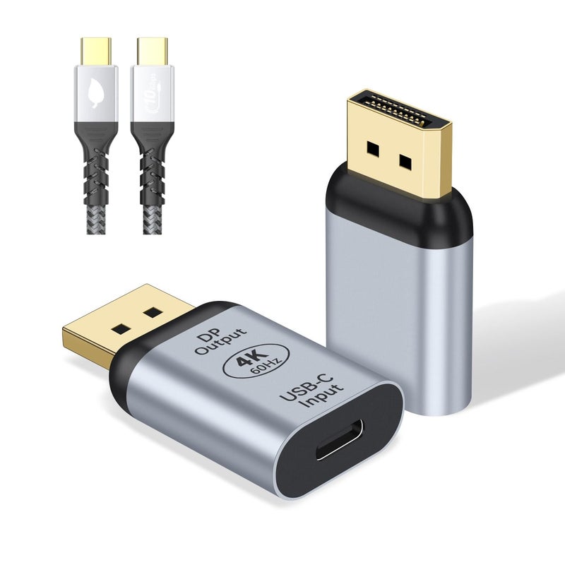 XinYaa USB C to DisplayPort Adapter with USB Video Cable, 4K@60Hz Uni-Directional USB C Female to DP Male Adapter, Thunderbolt 4/3 to DP Converter Compatible with i-/Phone 17, Galaxy, MacBok Pro- 1 Pack - Image 1