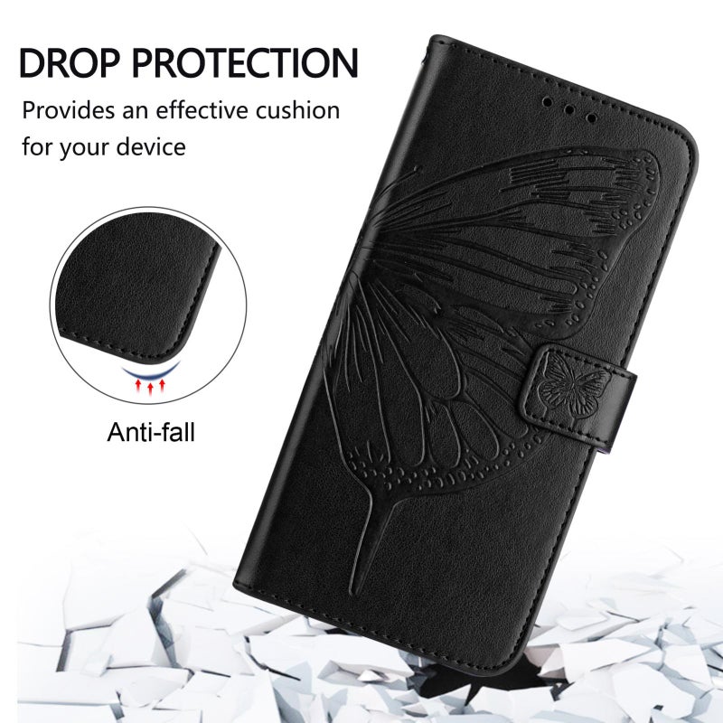 erorex For Honor 400 Pro 5G Global 160.8mm Embossed  Leather Phone Case(Black) - Image 4