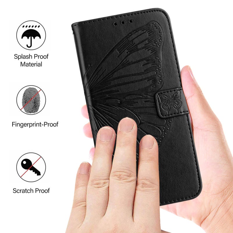 erorex For Honor 400 Pro 5G Global 160.8mm Embossed  Leather Phone Case(Black) - Image 5