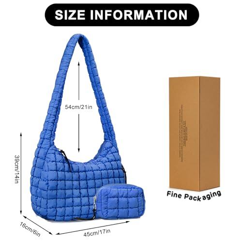 GASSDA Puffer Tote Bag for Women Large Quilted Puffy Lightweight Carryall Crossbody Tote Bag for Women (Blue) - Image 3