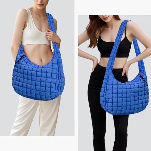 GASSDA Puffer Tote Bag for Women Large Quilted Puffy Lightweight Carryall Crossbody Tote Bag for Women (Blue) - Image 2