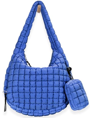 GASSDA Puffer Tote Bag for Women Large Quilted Puffy Lightweight Carryall Crossbody Tote Bag for Women (Blue) - Image 1