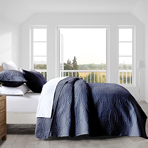 Boryard 3-Piece Quilt Set Queen, Lightweight Soft Warm Full Size Quilt Bedspread Coverlet (90x90 inches) with 2 Pillow Shams (20x26 inches), Navy Blue - Image 3