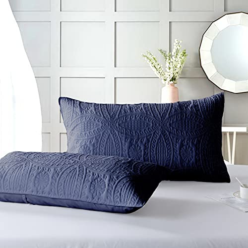 Boryard 3-Piece Quilt Set Queen, Lightweight Soft Warm Full Size Quilt Bedspread Coverlet (90x90 inches) with 2 Pillow Shams (20x26 inches), Navy Blue - Image 5