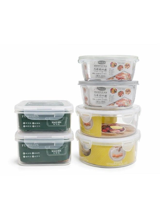 6pc Multi-Shape Food Storage Container Set – Airtight Stackable Pantry Organizers – Leak-Proof Mixed Toiletry & Meal Prep Bins with Snap-Lock Lids - Image 1