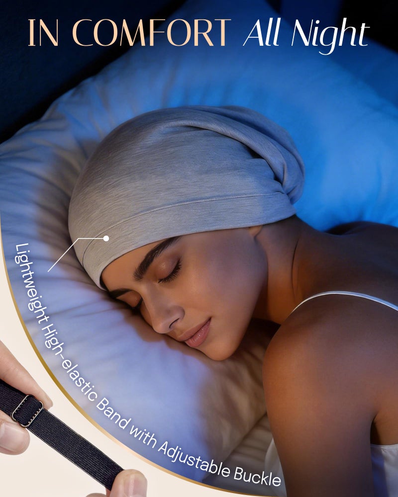 OLESILK 100% Mulberry Silk Bonnet for Sleeping Women, Silk Hair Wrap for Sleeping, Silk Sleep Bonnet for Women&Men, Real Silk, Not Satin, Light Grey - Image 4