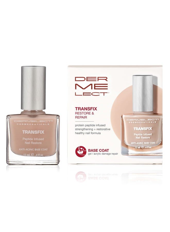 Dermelect Transfix Nail Restore Base Coat- with Keratin Protein Peptides Strengthening, Nourishing, Concealing Treatment for Weak Nails, Peeling, Breaking, Splitting, Gel/Acrylic/Powder Damage 0.4 oz - Image 1