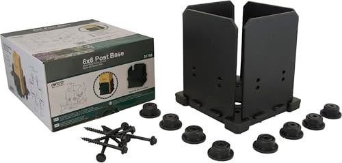 Ozco مجموعة قاعدة عمود أوزكو إيرونوود 6x6، تشمل 1 لوحة قاعدة عمود، 4 لوحات زخرفية، 8 صواميل سداسية، براغي خشبية OWT، فولاذ مجلفن للأروقة | 56638 - Image 2