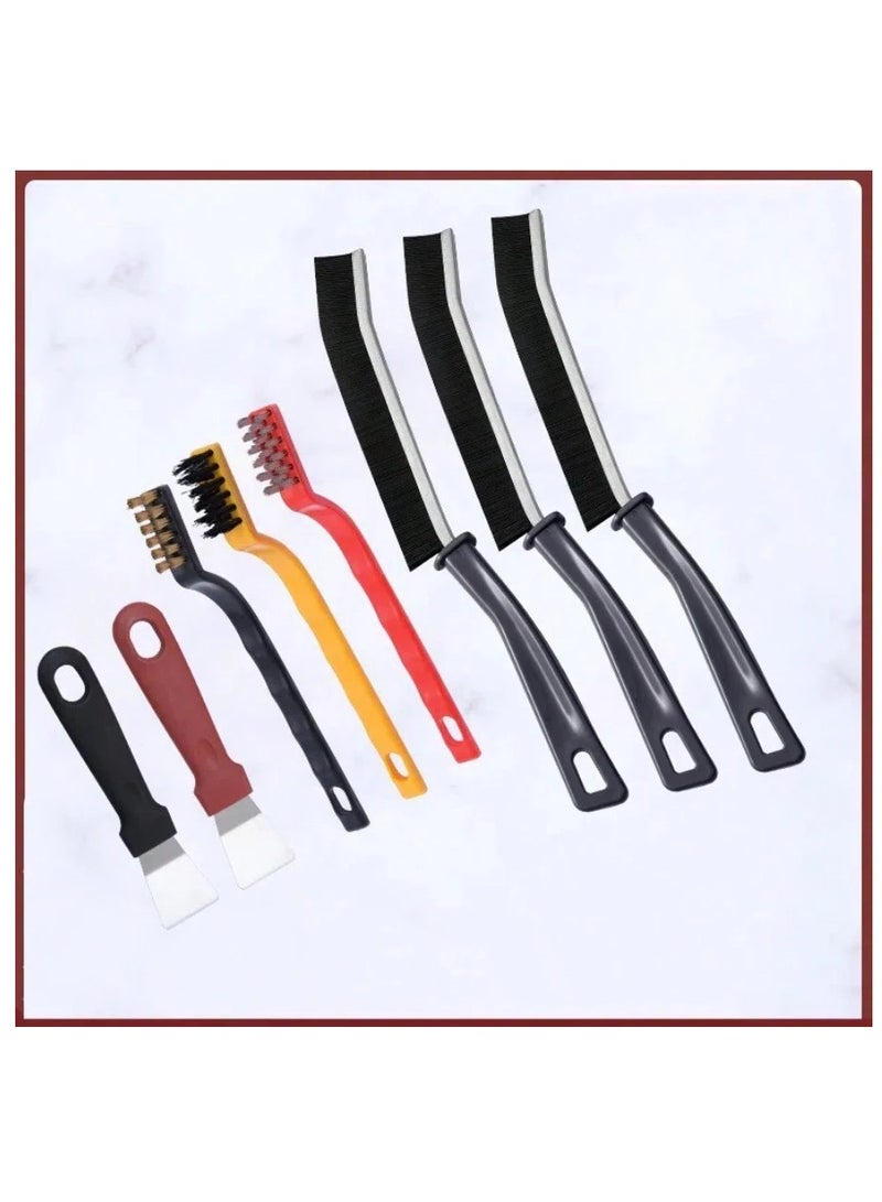 Oven Cleaning Brush Set - Oven Cleaning Brush, 8-Piece Assorted Set for Oven Cleaning, Oven Cleaning Brush Kit, Strong Metal and Plastic Brushes with Scraper for Oven Cleaning, Window Cleaning Brush, Dirt and Stubborn Oil Scraper Brush Set, Dirt Removal Brush Set, Iron Brush for Cleaning and Scraping Hard Surfaces like Countertops, Marble, and Ovens - Multicolor.  - Image 2