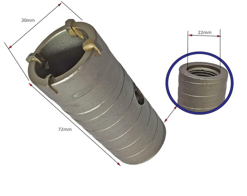 Inditrust Concrete Cement Stone Wall Hole Saw & 350mm Round Rod SDS Plus Shank for Concrete, Cement, Wall & Hole Saw Cutter (30mm hole saw 350mm rod) - Image 2