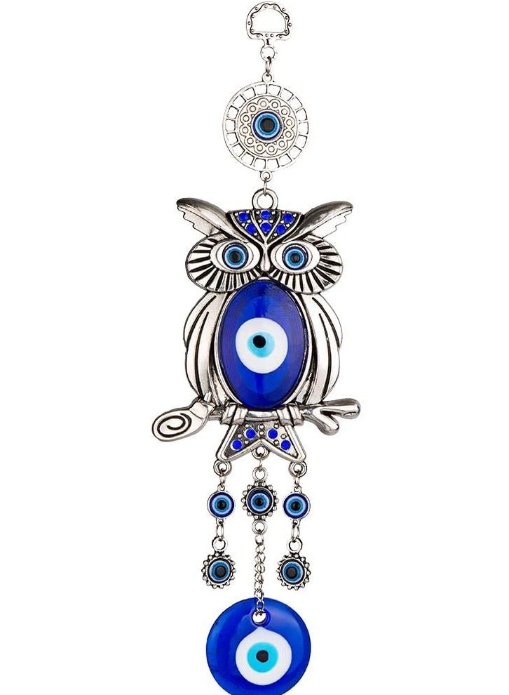 Wall Hanging, Lucky Owl Hanging Evil Eye Pendant Decoration, Ornament Amulet for Car, Home and Office for Protection and Blessing 11.7 Inches  - Image 1